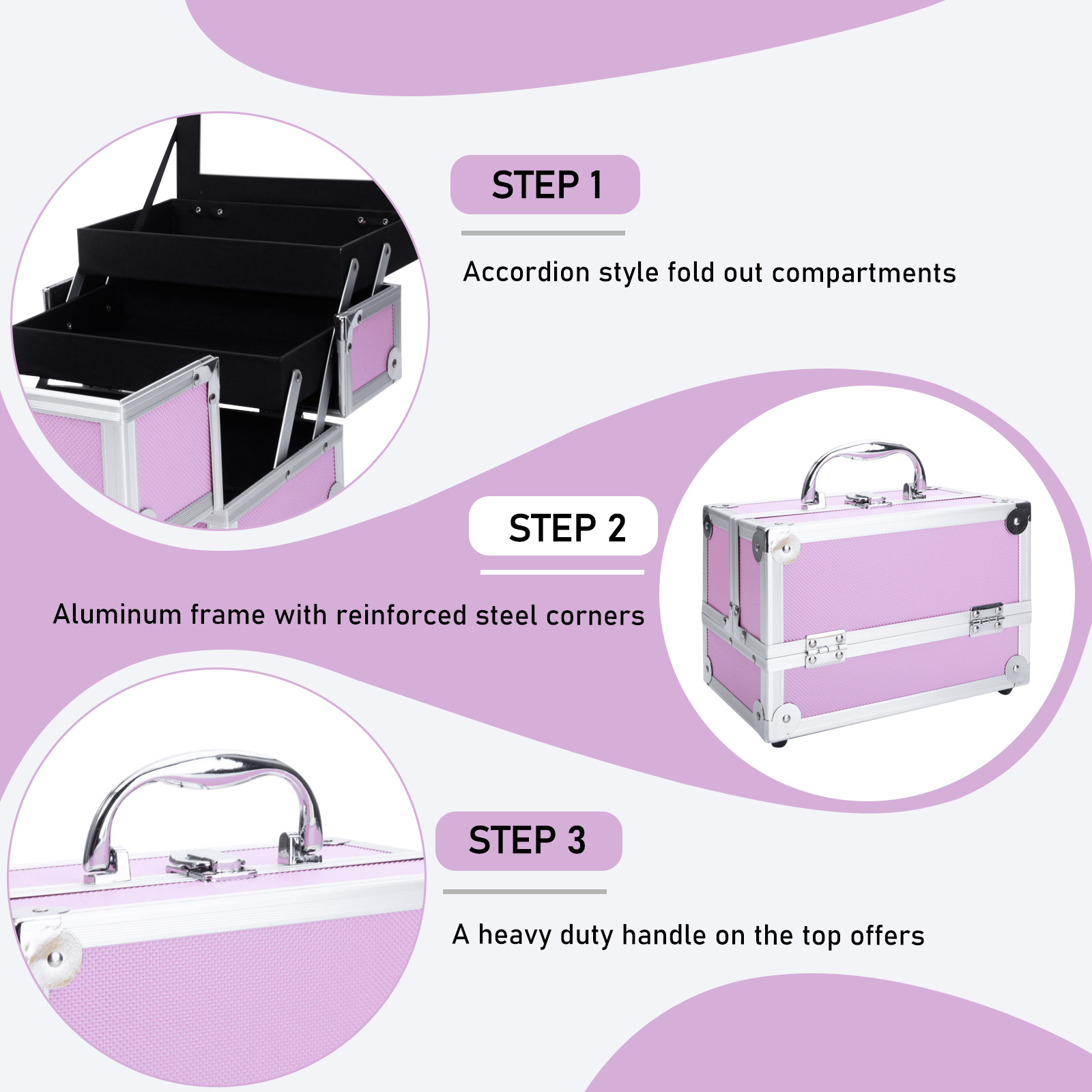 Pink Aluminum Alloy Makeup Cas - Beauty Makeup Organizer incelemesi ve fiyatı
