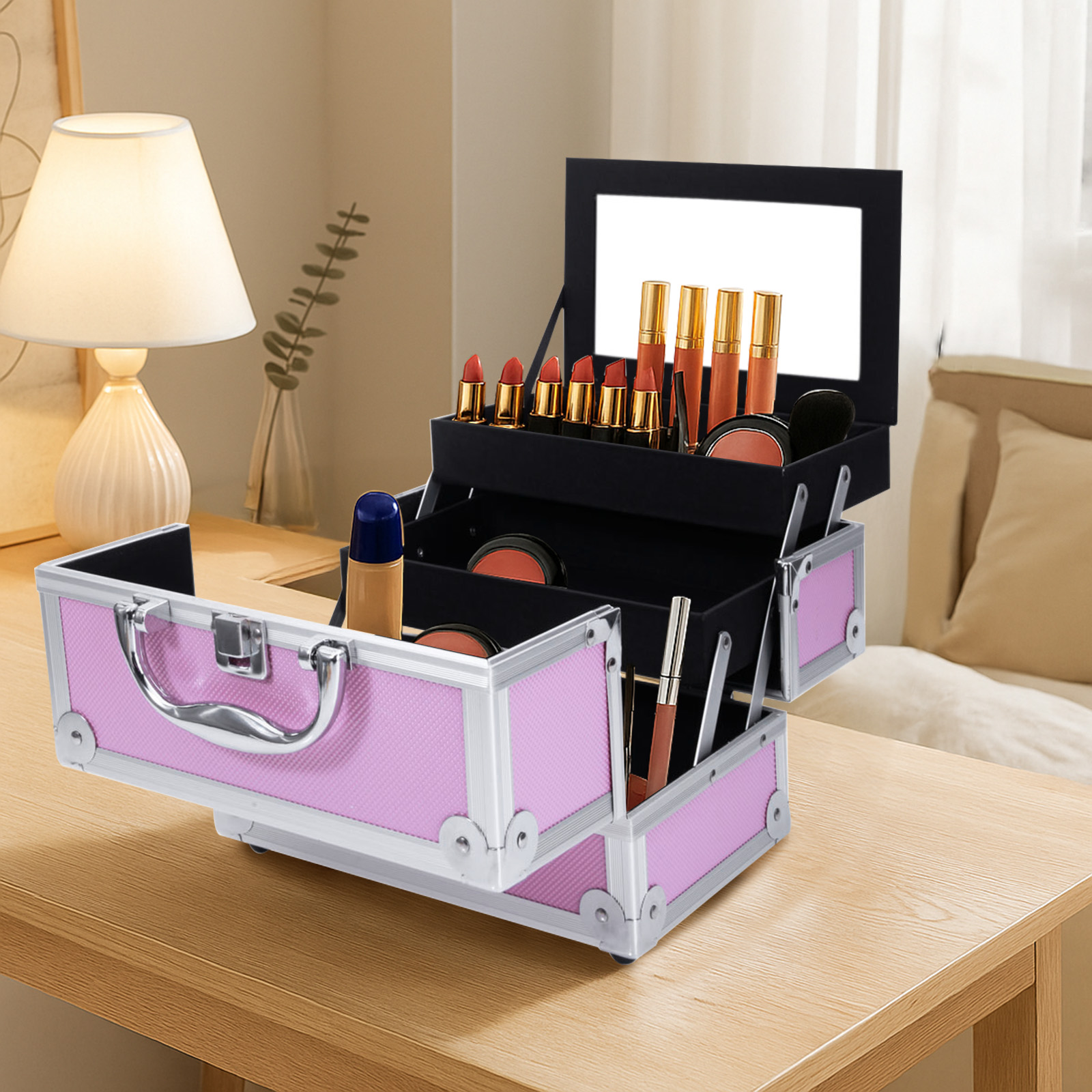 Pink Aluminum Alloy Makeup Cas - Beauty Makeup Organizer incelemesi ve fiyatı