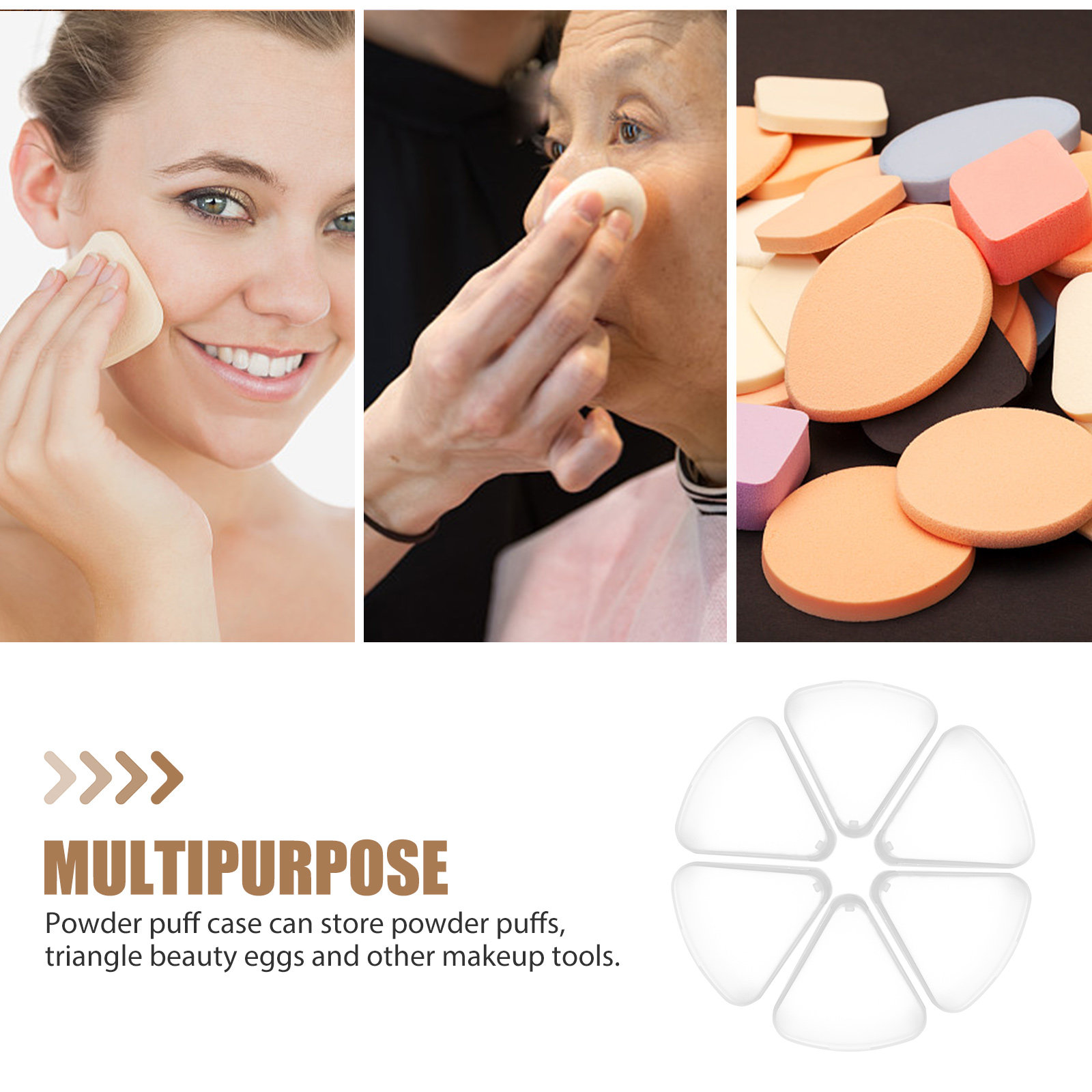 6Pcs Triangle Powder Puff Case - Beauty Makeup Organizer incelemesi ve fiyatı