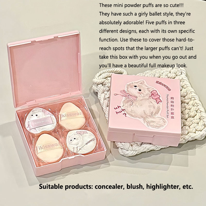 5Pcs Cute Mini Finger Puff Set - Beauty Makeup Box Set incelemesi ve fiyatı