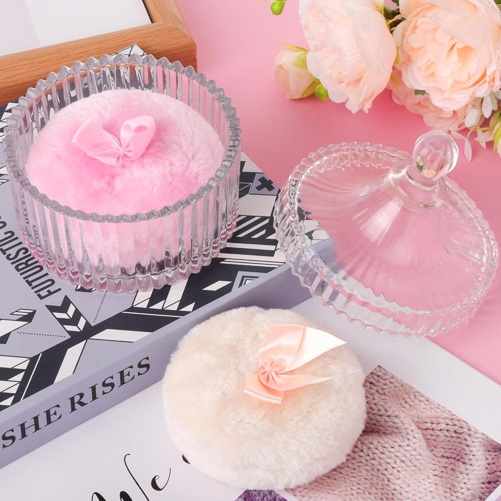 Powder Puff with Glass Storage - Beauty Makeup Box Set incelemesi ve fiyatı
