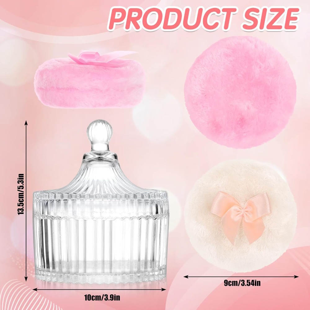 Powder Puff with Glass Storage - Beauty Makeup Box Set incelemesi ve fiyatı
