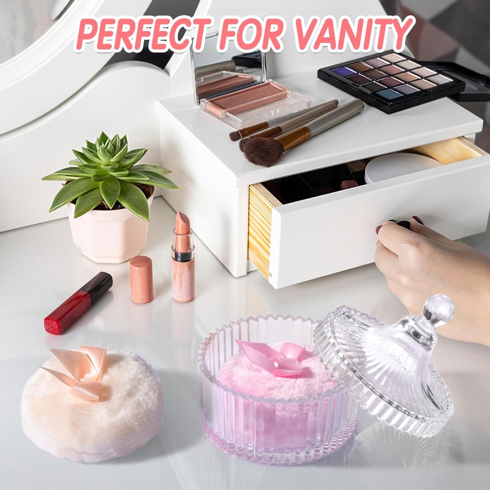 Powder Puff with Glass Storage - Beauty Makeup Box Set incelemesi ve fiyatı