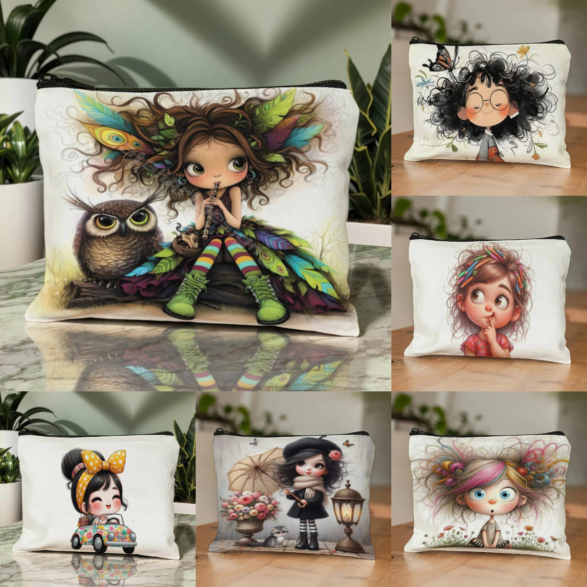 Cartoon Girl Makeup Bag Zipper - Beauty Makeup Vanity incelemesi ve fiyatı